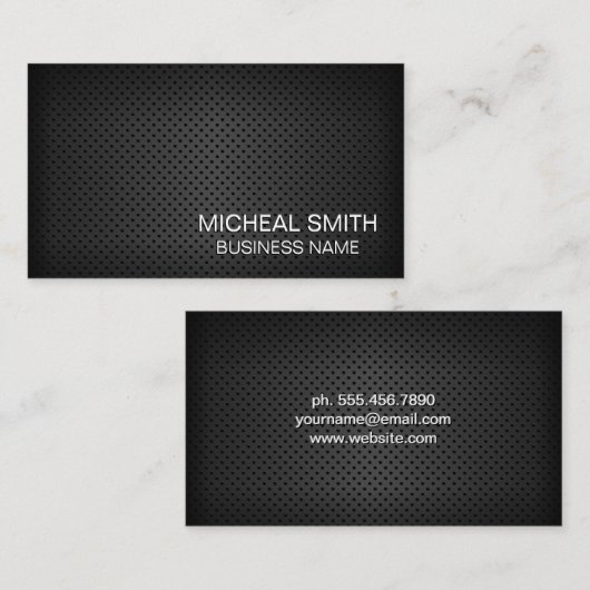 Eenvoudig zwart geperforeerd gaas visitekaartje (Voorkant / Achterkant)