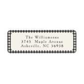 Eenvoudig zwart geruite kerst retouradres etiket (Voorkant)