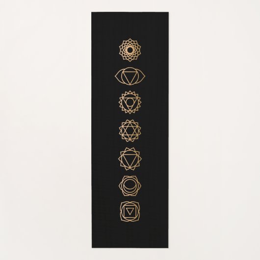 Eenvoudig zwart Gold 7 Chakras Black Yogamat (Voorkant)