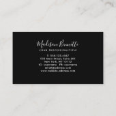 Eenvoudig zwart Gold Script Typografie Monogram Visitekaartje (Achterkant)