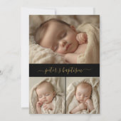 Eenvoudig Zwart & Goud Geslachtsneutrale Fotodoop Kaart (Achterkant)