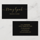 Eenvoudig Zwart goud Handgeschreven Script Kalligr Visitekaartje (Voorkant / Achterkant)