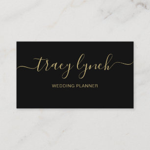 Eenvoudig Zwart goud Handgeschreven Script Kalligr Visitekaartje