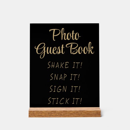 Eenvoudig Zwart Goud Modern Schattige Fotogastenbo Acryl Bord (Voorkant)