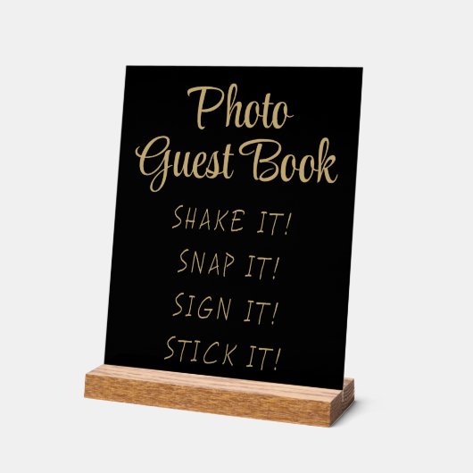 Eenvoudig Zwart Goud Modern Schattige Fotogastenbo Acryl Bord (Hoek)