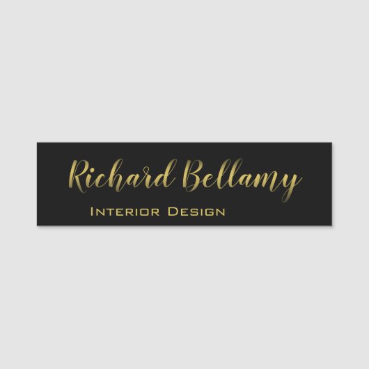 Eenvoudig zwart goud naamplaatje (Voorkant)