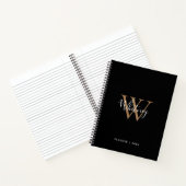 Eenvoudig zwart goud script monogram naam notitieb notitieboek (Binnen)