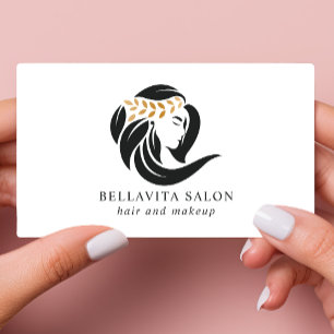 Eenvoudig Zwart Gouden Kapsalon Logo Kapper Visitekaartje