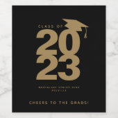 Eenvoudig zwart-goudjaar waslabel voor Afstuderen Wijn Etiket (Enkel label)