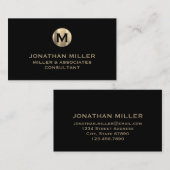 Eenvoudig zwart goudmonogram visitekaartje (Voorkant / Achterkant)