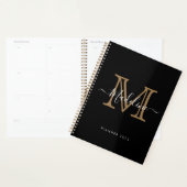 Eenvoudig zwart goudmonogram voor Elegant Professi Planner (Display)