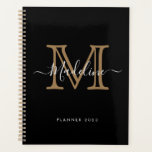 Eenvoudig zwart goudmonogram voor Elegant Professi Planner<br><div class="desc">Eenvoudige zwarte goudplatenplank voor Elegant Professional</div>