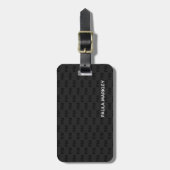 Eenvoudig zwart grijs modern monogram patroon bagagelabel (Voorkant verticaal)