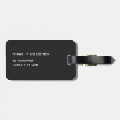 Eenvoudig zwart grijs modern monogram patroon bagagelabel (Achterkant horizontaal)