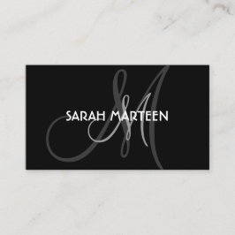 Eenvoudig zwart grijs monogram visitekaartje