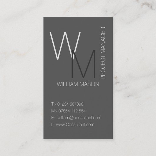 Eenvoudig zwart grijs professioneel Visitekaartje (Voorkant)
