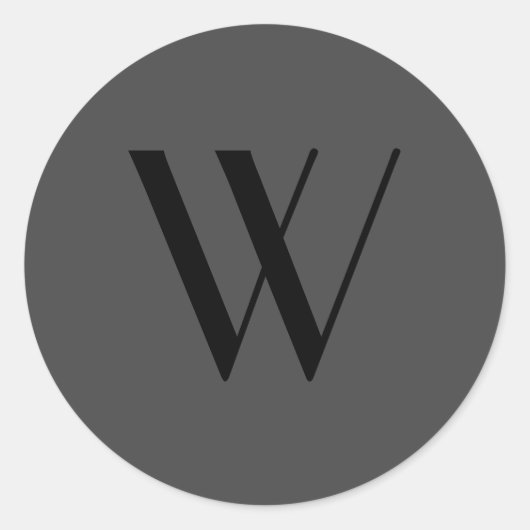 Eenvoudig zwart grijs Single Letter Modern minimal Ronde Sticker (Voorkant)