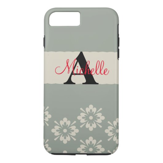 Eenvoudig zwart grijs uw monogram gepersonaliseerd Case-Mate iPhone case (Achterkant)