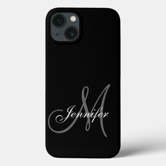 EENVOUDIG, ZWART, GRIJS UW MONOGRAM-JOUW NAAM Case-Mate iPhone CASE (Achterkant)