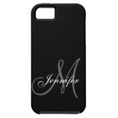 EENVOUDIG, ZWART, GRIJS UW MONOGRAM-JOUW NAAM Case-Mate iPhone CASE (Achterkant)