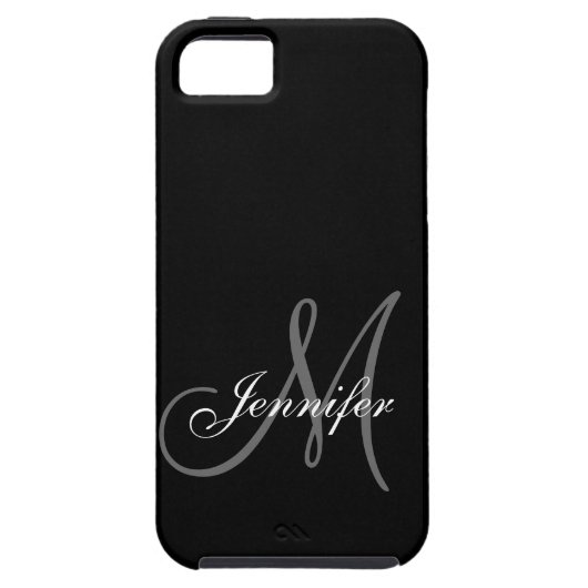 EENVOUDIG, ZWART, GRIJS UW MONOGRAM-JOUW NAAM Case-Mate iPhone CASE (Achterkant)
