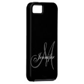 EENVOUDIG, ZWART, GRIJS UW MONOGRAM-JOUW NAAM Case-Mate iPhone CASE (Back/Rechts)