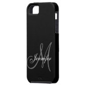 EENVOUDIG, ZWART, GRIJS UW MONOGRAM-JOUW NAAM Case-Mate iPhone CASE (Achterkant Links)