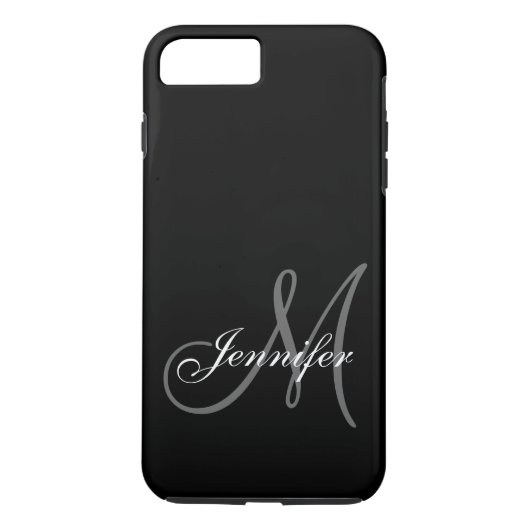 EENVOUDIG, ZWART, GRIJS UW MONOGRAM-JOUW NAAM Case-Mate iPhone CASE (Achterkant)