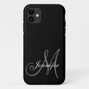 EENVOUDIG, ZWART, GRIJS UW MONOGRAM-JOUW NAAM Case-Mate iPhone CASE