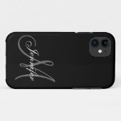 EENVOUDIG, ZWART, GRIJS UW MONOGRAM-JOUW NAAM Case-Mate iPhone CASE (Achterkant (horizontaal))