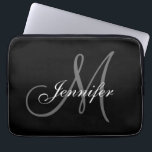 EENVOUDIG, ZWART, GRIJS UW MONOGRAM-JOUW NAAM LAPTOP SLEEVE<br><div class="desc">EENVOUDIG, ZWART, GRIJS EN WITTE ONTWERP KUNT U MET UW MONOGRAM EN JOUW NAAM PERSONALISEREN. ONTWERP DOOR ELKE CLARKE© VOOR MONOGRAM GALERY. Een stijlvol, tijdloos ontwerp dat voor alle letters van het alfabet werkt. u kunt "aanpassen het"moeten selecteren om te gebruiken uitgeeft menu om de positie van de tekst voor...</div>