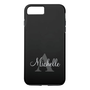 Eenvoudig zwart grijs uw monogram op maat Case-Mate iPhone case
