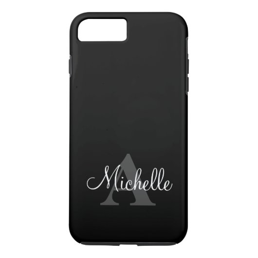 Eenvoudig zwart grijs uw monogram op maat Case-Mate iPhone case (Achterkant)