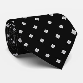 Eenvoudig zwart grijs wit diamant polka stip patro stropdas