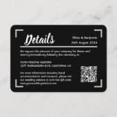 Eenvoudig zwart handgeschreven script bruiloft QR- Informatiekaartje (Voorkant)