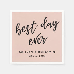 Eenvoudig zwart handschrift Best Day Ever Blush Pi Servet