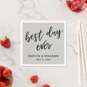 Eenvoudig zwart handschrift, beste dag ooit grijs servet (Insitu)