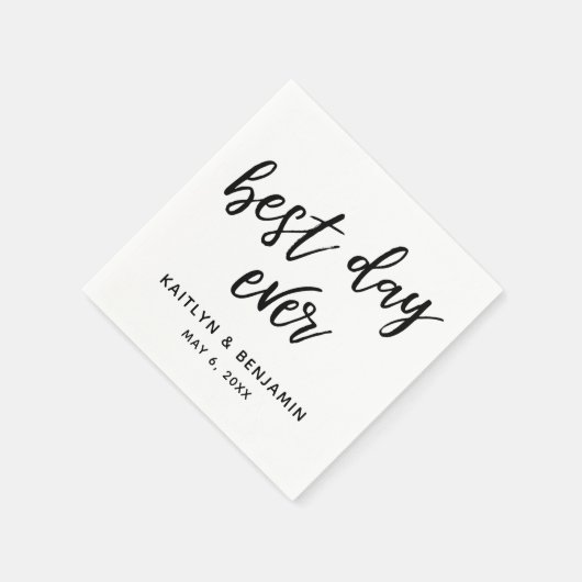 Eenvoudig zwart handschrift beste dag ooit op wit servet (Hoek)