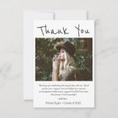 Eenvoudig zwart handschrift foto Afstuderen Bedankkaart (Voorkant)