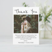 Eenvoudig zwart handschrift foto Afstuderen Bedankkaart (Staand voorkant)