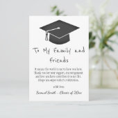 Eenvoudig zwart handschrift Pet Tassel Afstuderen Bedankkaart (Staand voorkant)