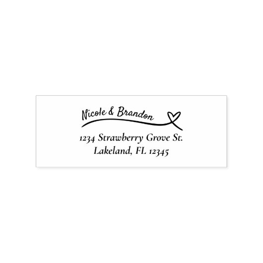 Eenvoudig Zwart Hart Bruiloft Retouradres Rubberstempel (Afrduk)