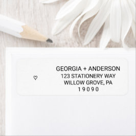 Eenvoudig zwart harthuwelijk etiket