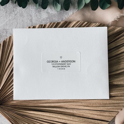 Eenvoudig zwart harthuwelijk etiket