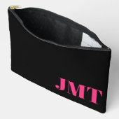 Eenvoudig zwart helder roze en Oranje monogram Etui (Open)