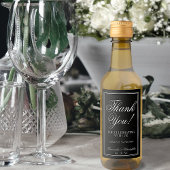 Eenvoudig zwart huwelijk met elegant bedankt Mini Wijn Etiket