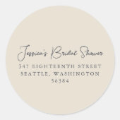 Eenvoudig zwart ivoor bruidsfeest retouradres ronde sticker (Voorkant)