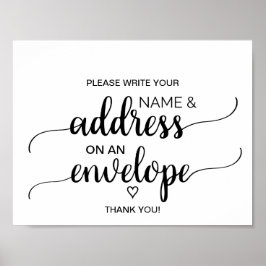 Eenvoudig zwart kalligrafie adres aan een envelopt poster