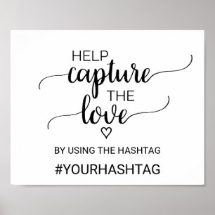 Eenvoudig zwart kalligrafie Capture The Love bord Poster