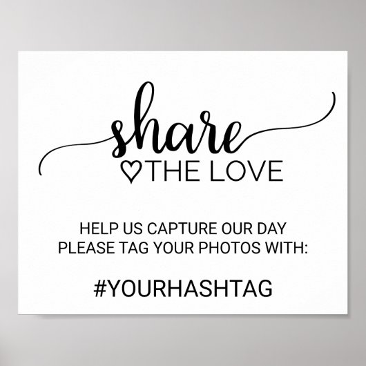 Eenvoudig zwart kalligrafie Deel de liefde bord Poster (Voorkant)